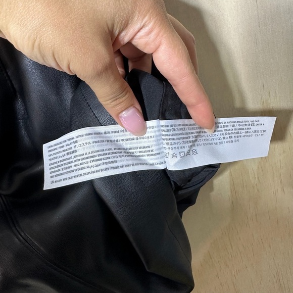 Abercrombie and Fitch Black Faux Leather Vegan Mini Dress Size XS Petite. NWT - Picture 8 of 10